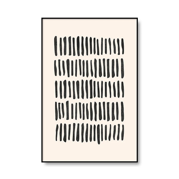 Minimalist Black Stripes Beige Canvas Art Print