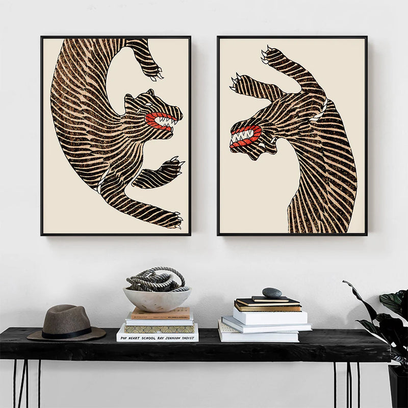 Tiger Poster Japanese Style Animal Canvas Prints