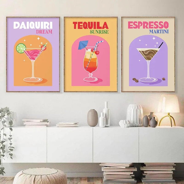 Pastel Colored Cocktail Drinks Canvas Prints ( + more styles)
