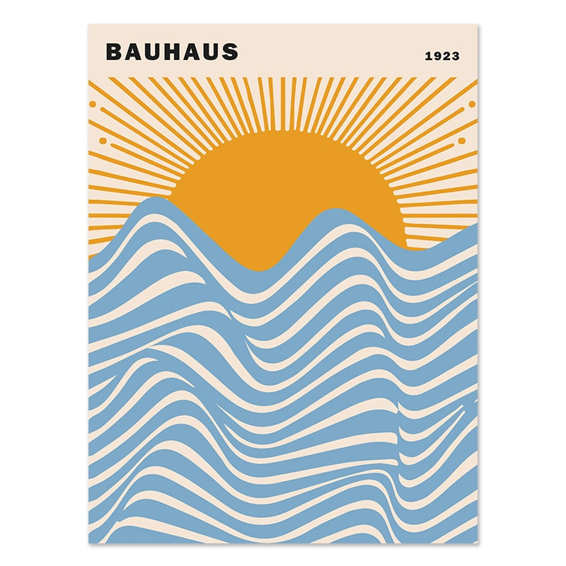 Blue Flower Abstract Design Bauhaus Canvas Prints ( + more styles)