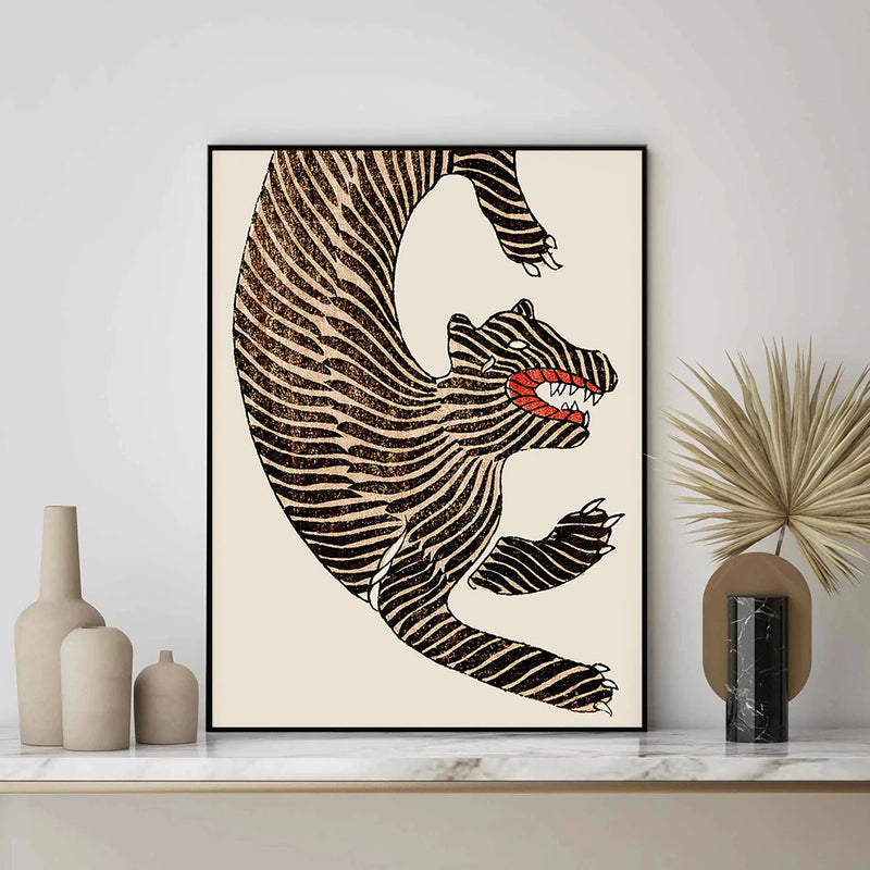 Tiger Poster Japanese Style Animal Canvas Prints