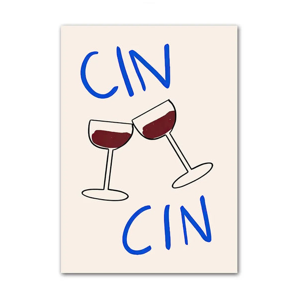Cin Cin Minimalist Illustrated Canvas Prints ( + more styles)