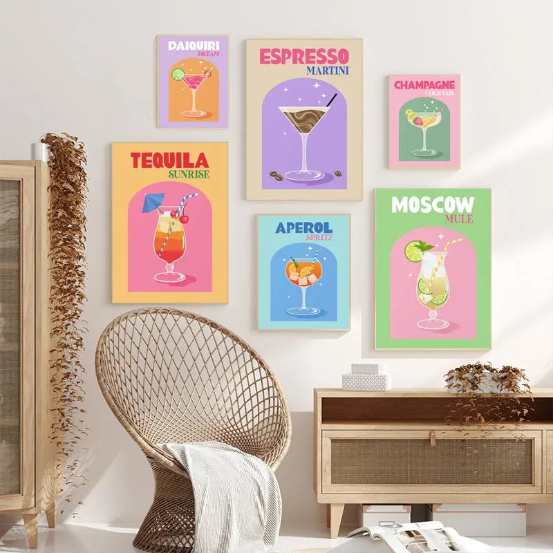 Pastel Colored Cocktail Drinks Canvas Prints ( + more styles)