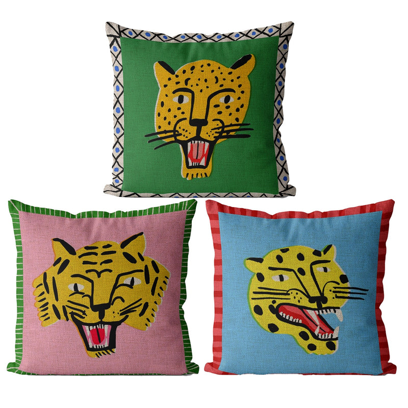Eccentric Cartoon Tiger Cushion Cover