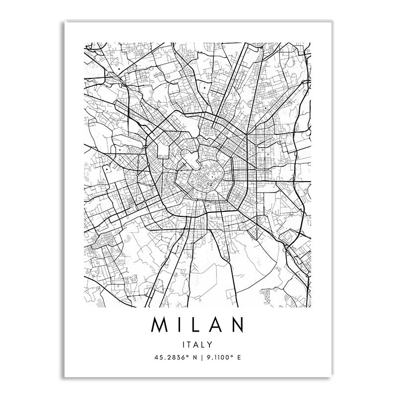 World Cities Maps Canvas Prints (+ multiple cities)