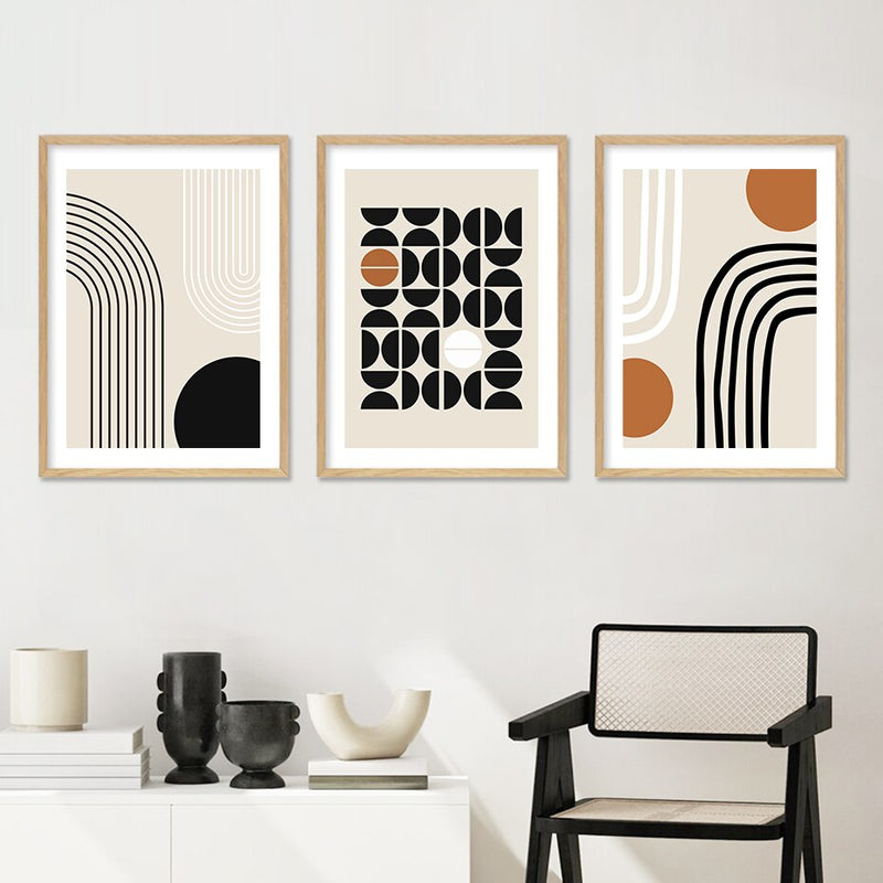 Abstract Line Geometric Beige Boho Canvas Posters ( + more styles)