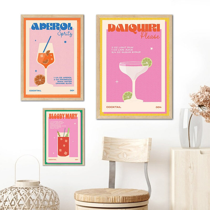 Cute Pink Cocktail Recipe Canvas Prints (multiple styles)