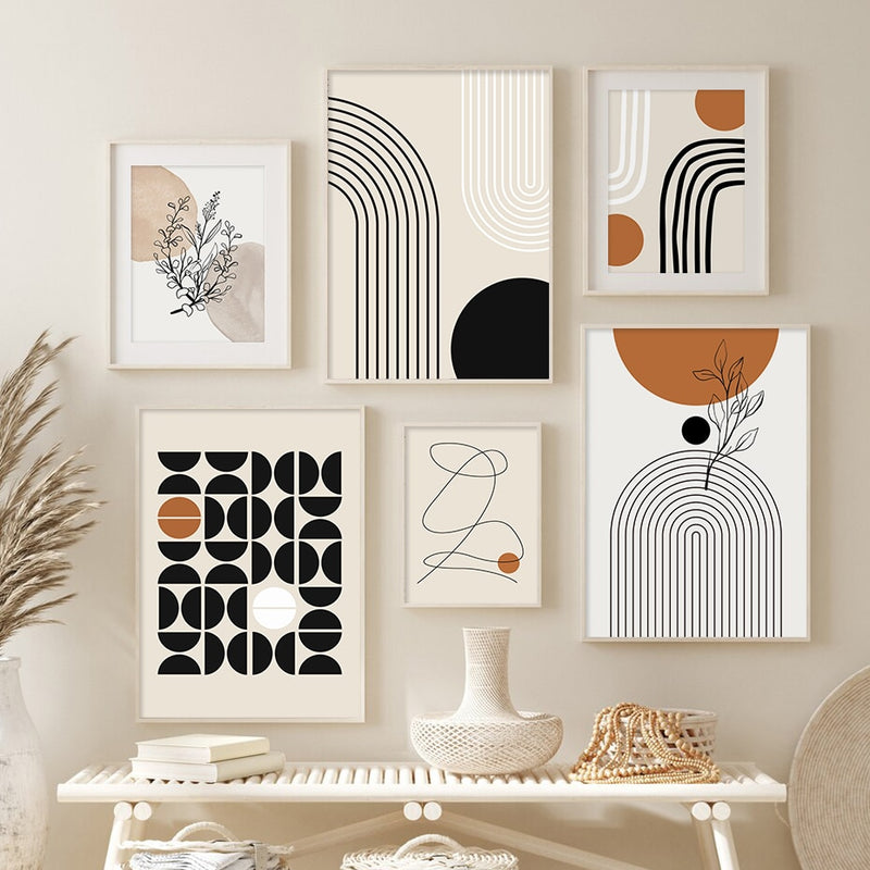 Abstract Line Geometric Beige Boho Canvas Posters ( + more styles)