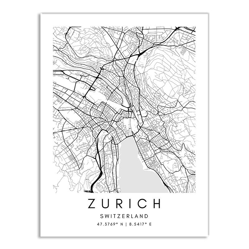 World Cities Maps Canvas Prints (+ multiple cities)