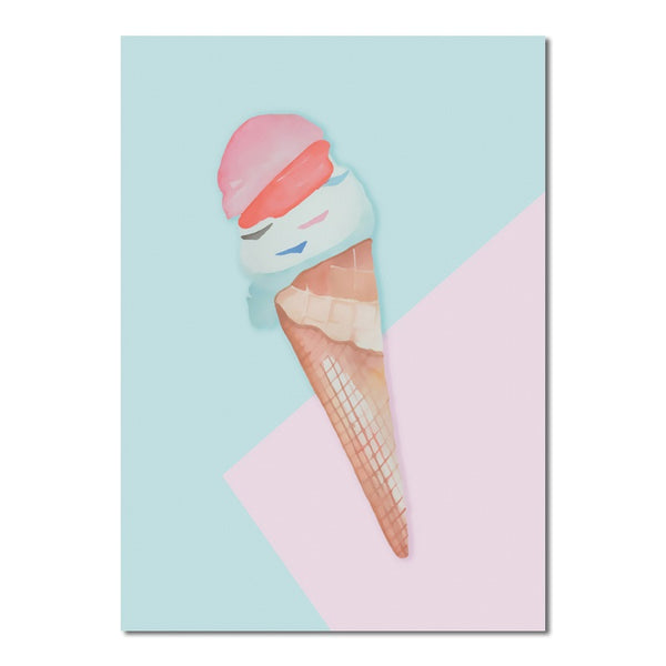 Cartoon Ice Cream In Pastel Print
