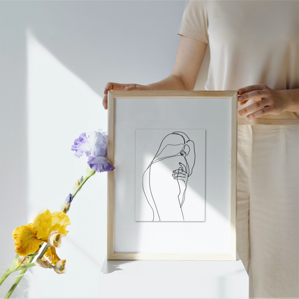 Minimalist Girl Pencil Drawing Print
