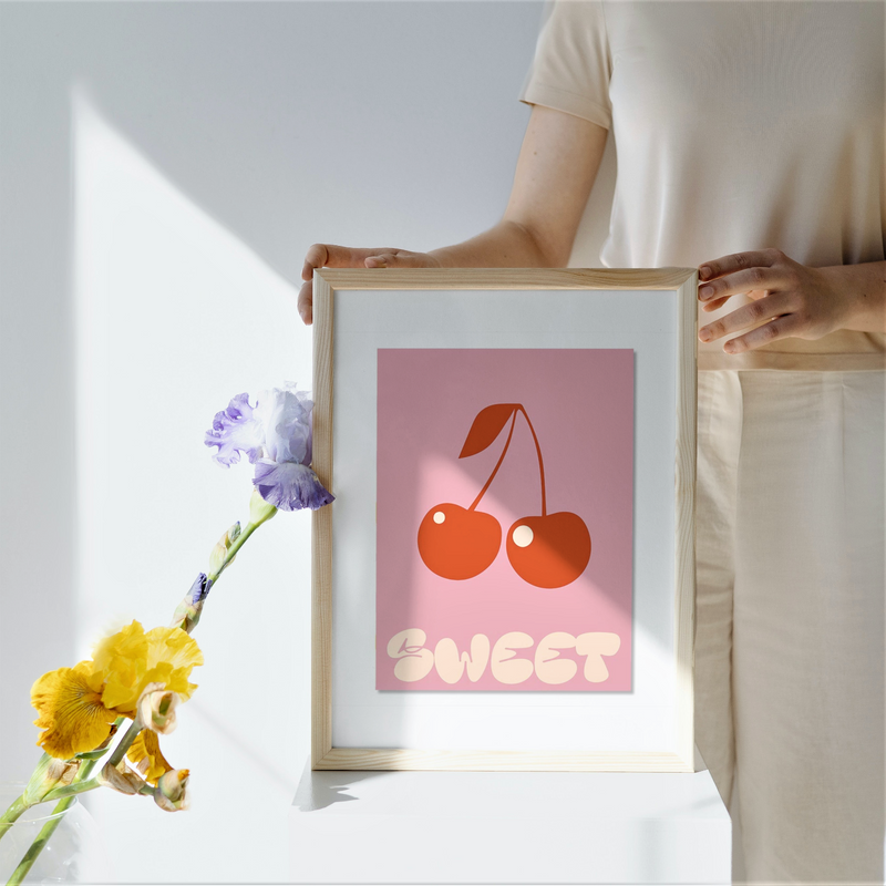 Cute Cherry Graphic Aesthetic Wall Poster