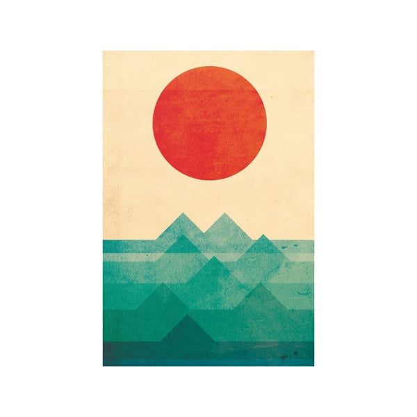 Illustration Vivid Sun And Mountains Prints