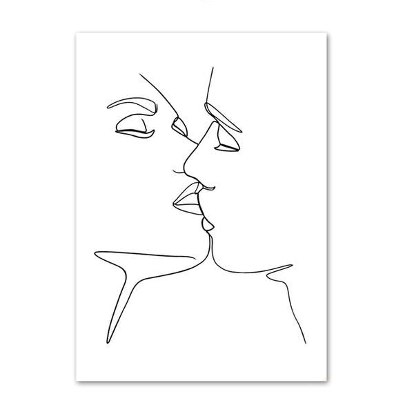 Pencil Line Kiss Canvas Print