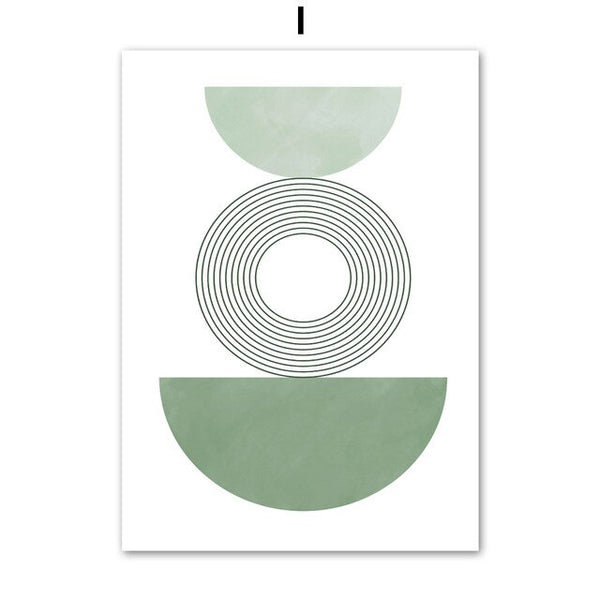 Green Geometry Line Canvas Artworks (+ more styles)