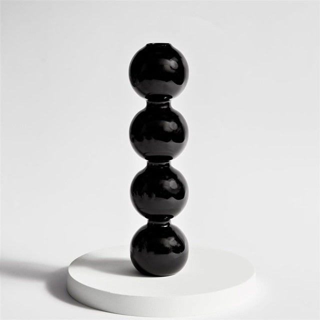 Black Glass Vases / Candle Holders