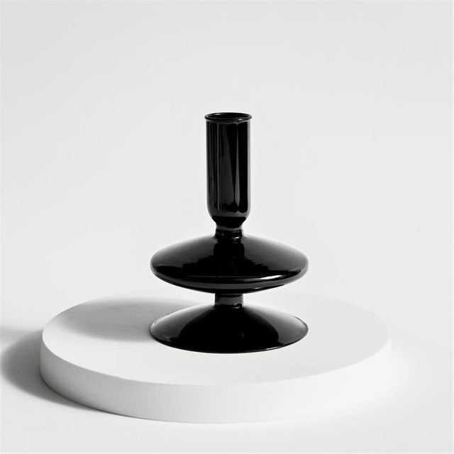 Black Glass Vases / Candle Holders