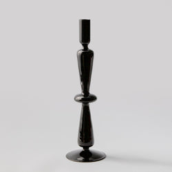 Black Glass Vases / Candle Holders