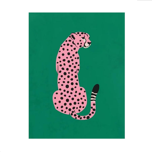 Cartoon Pink Cheetah Canvas Artwork