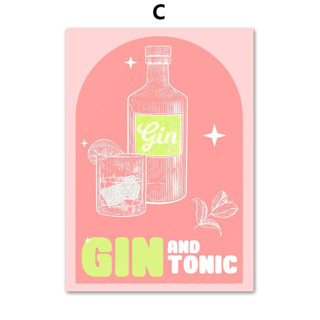 Cocktails Canvas Prints In Pastel (+ more styles)
